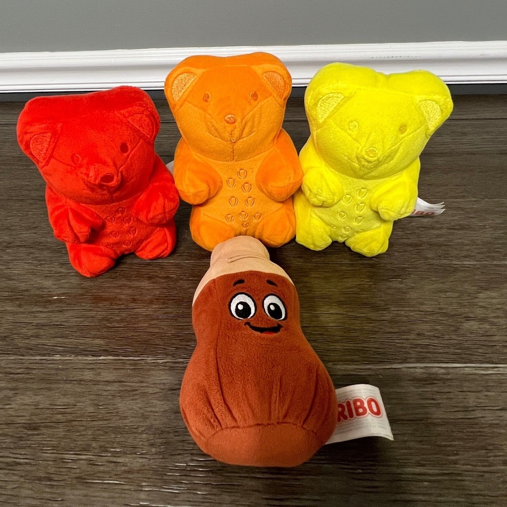 Haribo Goldbears Cola Plush Bundle: Red Orange Yellow‎ Brown Stuffed Toys